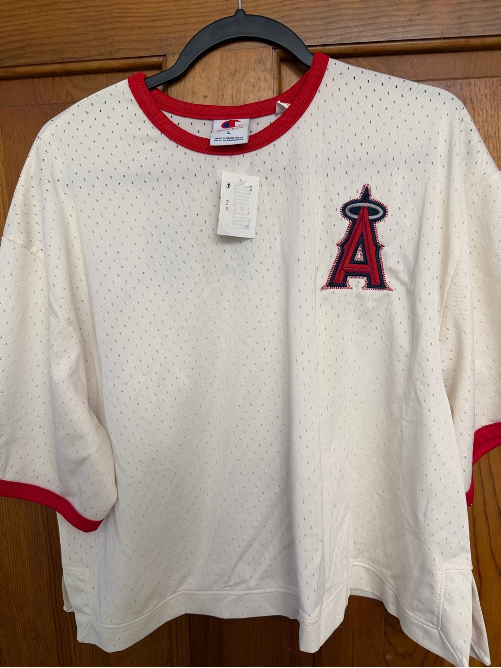 Angels White and Red Short-Sleeve Mesh Jersey Shirt